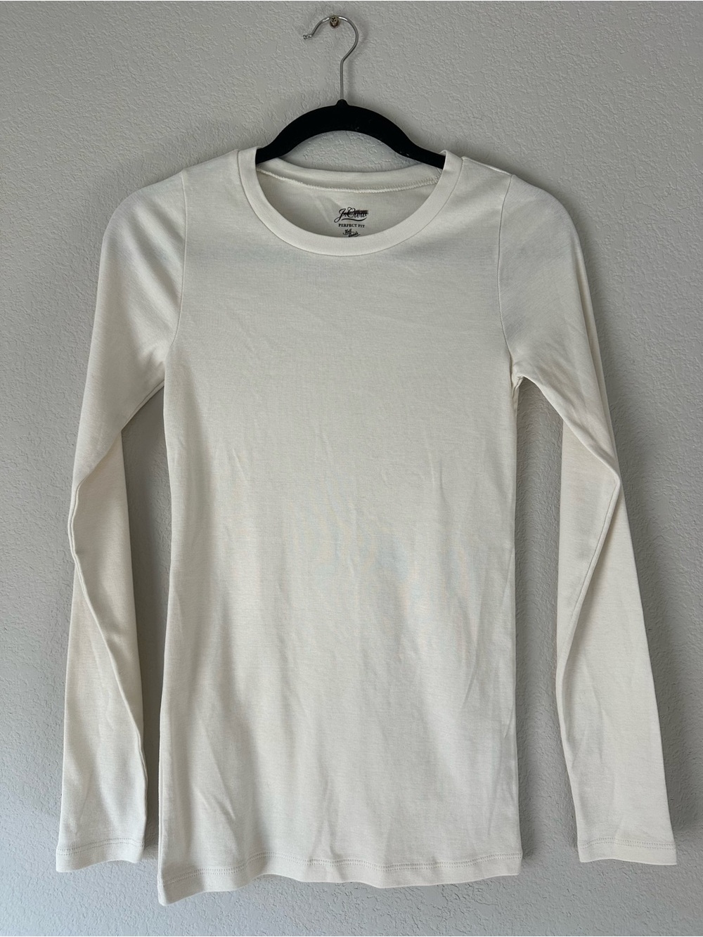 J. Crew NWT Women's Perfect Fit Long Sleeve Crewneck Tee in Ivory size Small